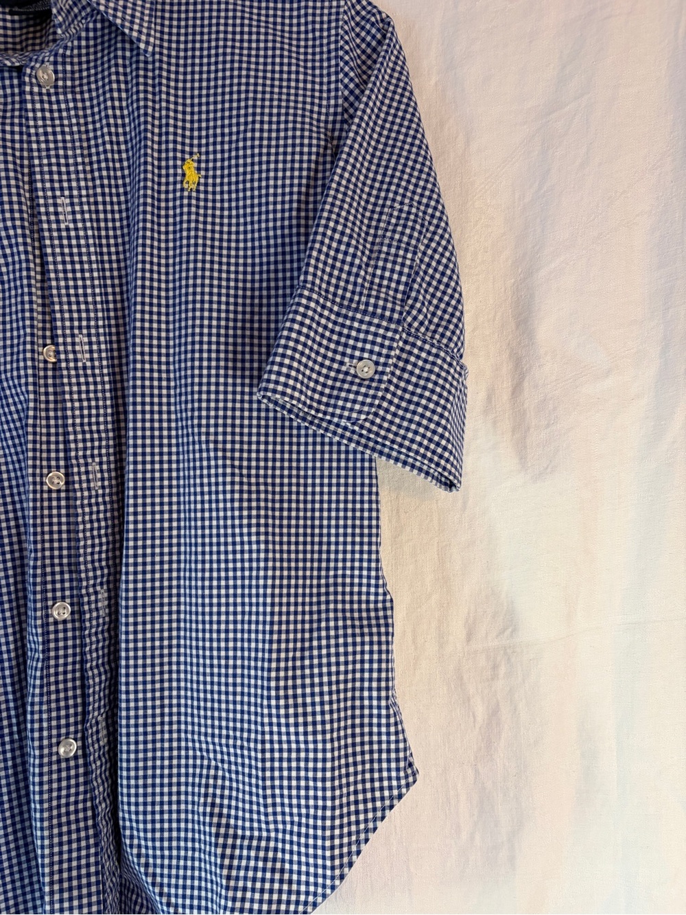 Ralph Lauren Navy and White Gingham Short-Sleeve Button-Down Shirt - Picture 4 of 6